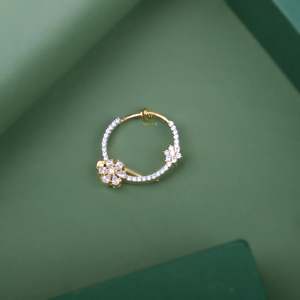 Kavya CZ Designer Nose Ring-Internally Threaded Titanium Piercing Jewelry - Product Image 3