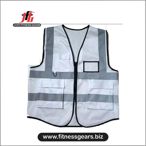 JUST FITNESS GEARS Gilet de travail réfléchissant à capuche longue pour homme, logo personnalisé, 100% polyester, haute visibilité, poches zippées - Product Image 1