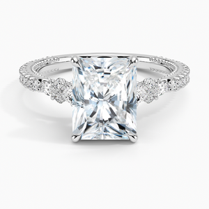 Bague BOJ 080 en argent 925 avec halo de pierres et griffes, diamant solitaire taille radiant 2 carats, couleur D, VVS1, Moissanite certifiée GRA, prix bas - Product Image 1