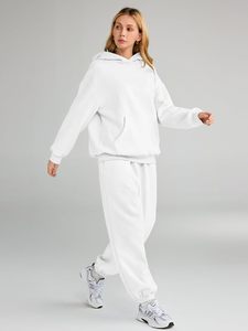 Conjunto Deportivo con Capucha para Mujer, Color Blanco, Corte Holgado Informal, 100% Algodón Transpirable, Sudadera y Pantalones - Product Image 3