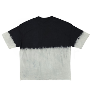 Camiseta de algodón tie-dye de manga corta con cuello redondo para hombre, corte holgado, tejido de punto informal, patrón liso - Product Image 1