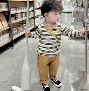 Conjuntos de Ropa para Niños al por Mayor, Tela de Algodón Suave, Ropa para el Hogar y Conjuntos Informales para Niños Pequeños, Camisas Polo a Cuadros y Pantalones - Product Image 3