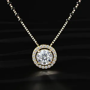 Colgante de Diamante CVD Cultivado en Laboratorio, Corte Redondo, Halo, Mangalsutra, Compromiso, Boda, Oro, Certificado IGI, India - Product Image 5