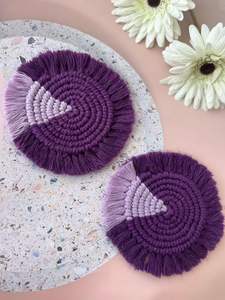 Posavasos de Macramé Multicolor, Diseño Bohemio, Hechos a Mano, de Algodón, Elegantes para Bebidas, Tazas de Café, Antideslizantes, Ecológicos, para Hogar y Oficina - Product Image 3