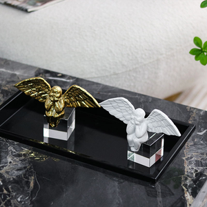 เทวดาสีทองพร้อมปีก ของตกแต่งผนังโลหะสำหรับห้องนั่งเล่น - Product Image 5