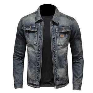 Custom Wholesale Outdoor Spring Streetwear Vintage Plain Denim Jackets Breathable Men'S Denim Jacket - Product Image 1