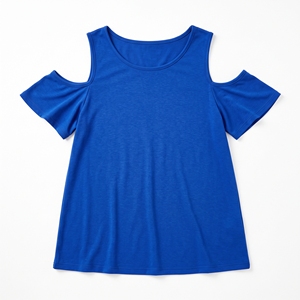 Blusa Casual de Lino para Mujer, Holgada, con Hombros Descubiertos y Manga Recortada, Tejida, OEM ODM, Venta al por Mayor, Logotipo Personalizado de Fábrica, MOQ Bajo - Product Image 6