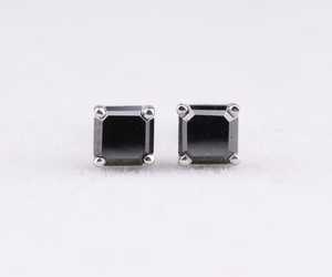 <b>Emerald</b> <b>Stud</b> Earrings Pair Minimalist Bohemian Style Natural Diamond Dainty Enhanced Black Diamond <b>Studs</b> Earrings Gift - Product Image 1