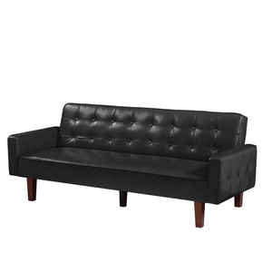 Juego de Sofá Cama Convertible Negro con Botones Tapizados en Cuero PU para Salas de Estar y Dormitorios - Product Image 5
