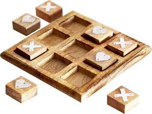 Juego de Tic Tac Toe de Madera para Niños, Juego de Mesa XO con Corazones y Cruces Plateadas, Divertido Juego Familiar, Regalo Perfecto para Todas las Ocasiones - Product Image 3