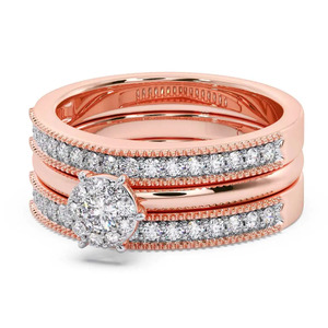 แหวนทองคำชมพูประดับเพชรทรงสามวง - Product Image 4