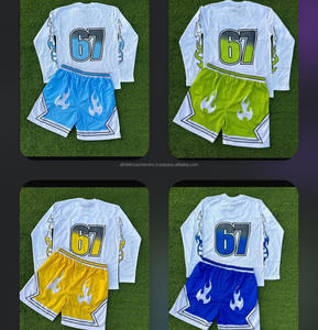 2025 nueva llegada personalizada ropa de calle informal para hombres camiseta multicolor conjunto pantalones cortos al por mayor verano 2 piezas pantalones cortos de chándal - Product Image 6