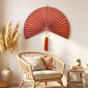 Decoración de Pared con Abanico de Bambú de Moda – Abanico Decorativo Grande de Estilo Boho Vintage Natural para Sala de Estar, Dormitorio - Product Image 5