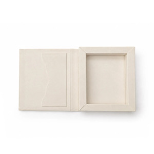 Ivory Suede Hinged Lid Invitation <b>Box</b> | Luxury Acrylic <b>Wedding</b> <b>Card</b> <b>Box</b>, Foil Stamp Custom | Wholesale, Made in Thailand - Product Image 3