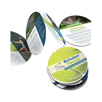 Brochure pliée en trois parties, découpée sur mesure, attrayante, laminée et pliée, en papier couché et carton