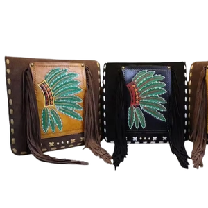 Venta caliente nuevo bolso de cuero de vaca bohemio cuero genuino Crossbody moda occidental flecos hecho a mano productos más vendidos lienzo - Product Image 1