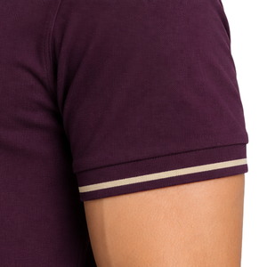 Premium <b>Maroon</b> Mens Polo Shirt With Contrast Collar Sleeve Stripe Custom Logo Embroidery Casual Business Golf Wear Short Sleeve - Product Image 5