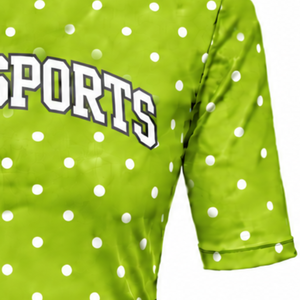 Lime Green Polka Dot Women <b>Mock</b> <b>Neck</b> Short Sleeve T Shirt Slim Fit Stretch Printed Casual <b>Top</b> Fashion Summer Wear Wholesale - Product Image 5