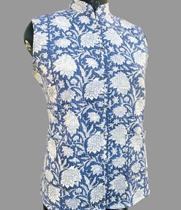 Chaqueta Acolchada Hecha a Mano 100% Algodón Puro con Estampado Floral, Estilo Boho, Estampado en Bloques, Vintage, Sin Mangas, con Botones, Resistente al Viento - Product Image 2