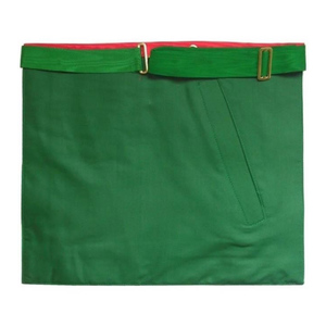 Tablier maçonnique de Maître Maçon de St Andrew, vert, blanc, rouge, moiré, avec franges dorées et triple rosette, Régalia maçonnique - Product Image 6