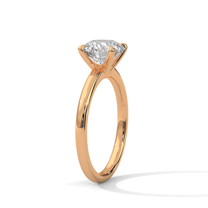GRA Certified Four Prong Set Round Cut Lab Grown Diamond <b>Ring</b> <b>Crafted</b> From 14k Rose Gold Romantic <b>Ring</b> For Women And Girls - Product Image 3