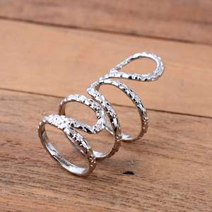 SHYAM JEWELRS Handmade Luxury Unisex Floral Textured 925 Silver <b>Adjustable</b> Full Finger Arthritis <b>Ring</b> Splint for Knuckle Support - Product Image 3