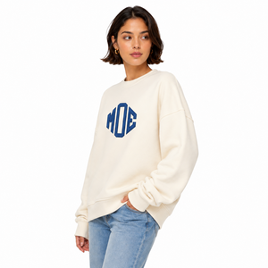 Custom Embroidered Women's Oversized Crew Neck Sweatshirt Long Sleeve Drop Shoulder Solid Color Private Label Export Quality - Product Image 3