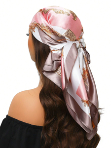 90cm Luxury Brand Silk Satin <b>Square</b> Scarf Women <b>Hijab</b> Bandana Muslim Headscarves Shawl Wrap Ladies Headband Neckerchief Foulard - Product Image 4