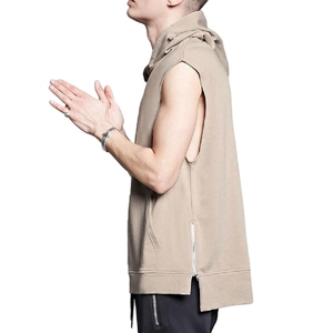 Hoodie sans manches élégant pour homme, vêtements de sport et de fitness, tissu doux, coupe athlétique, idéal pour l'entraînement estival. - Product Image 4