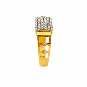 Solid 18K Gold <b>Mens</b> Diamond Multi Row Cluster <b>Ring</b> Rectangular Micro Pave Geometric High Polish Statement Wedding Party Daily - Product Image 3