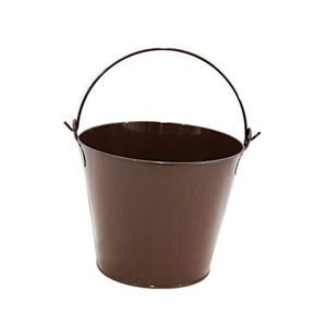 Cubos Metálicos Marrones con Asas, Mini Cubos Decorativos de Metal para Jardín, Decoración para Interiores y Exteriores - Product Image 1