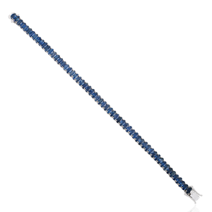 Hot Selling Product September Birthstone Real Blue Sapphire Stackable Tennis Bracelet <b>Solid</b> K14 White <b>Gold</b> Latest Design Jewelry - Product Image 6