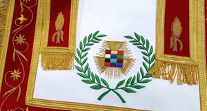 Delantal de Alto Sacerdote del Capítulo del Arco Real, Rojo con Corona Dorada, Delantal de Regalia de la Francmasonería, Hecho a Medida Según Sus Deseos - Product Image 3