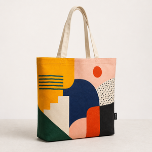 Promoción HINDVANTA GLOBAL: Bolsa de Mano de Lona con Estampado Geométrico, Cierre de Cordón/Hombro, Gran Capacidad, Bolsa de Compras - Product Image 4