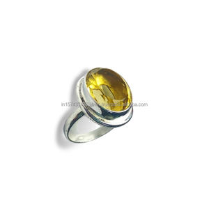 Anillo fino de Plata de Ley 925 hecho a mano, diseño indio clásico para boda o fiesta, bisel de corte ovalado, citrino, suministros al por mayor - Product Image 2