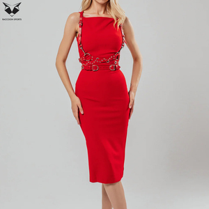 Custom Handmade Red Color Premium Quality Multi-Layer Buckle Straps Adjustable Straps PU Leather Unisex Party Clubwear Wholesale - Product Image 3