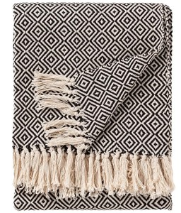 Manta de Algodón 100% con Diseño Jacquard a Rayas |   Mantas Decorativas Ecológicas Tejidas a Mano para Sofá y Cama - Product Image 6