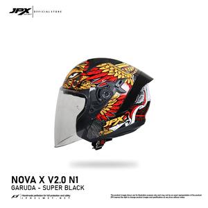 Casque demi-face JPX Nova X V2 avec motif X V2 N1, doté d'une double visière et d'un design élégant uni pour le motard moderne - Product Image 3