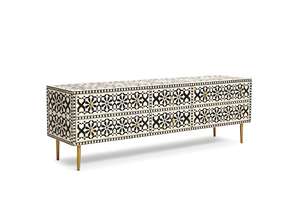 Mesa Consola Hecha a Mano con Incrustaciones de Hueso, Ecológica, Estilo Tradicional, Diseño Floral, Muebles para Sala de Estar, Dormitorio, Apartamento, Hoteles - Product Image 5