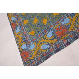 Handmade Embroidered Boho Kantha Suzani <b>Quilt</b> Vintage Cotton Floral Washable Bedspread Indian <b>Throw</b> Blanket Bedding Decor - Product Image 3