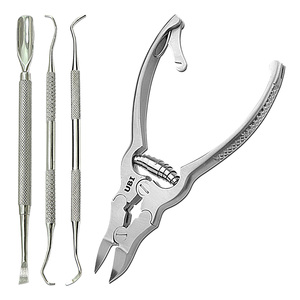 Juego de 4 Cortaúñas de Acero Inoxidable de 16 cm para Podólogos, para Uñas Encarnadas y Gruesas, 4 en 1, con Empujador de Cutículas - Product Image 5