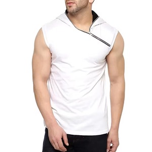 Customized Design Men <b>Sleeveless</b> <b>Hoodies</b> Heavyweight Eco-Friendly Knitted Gym Fitness Hooded <b>Sleeveless</b> - Product Image 1