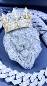 Promotion Collier Pendentif Unisexe Hip Hop Lion Roi en Argent 925 et Moissanite, Pendentifs Personnalisés pour Fêtes - Product Image 4