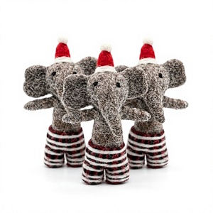 Knitted Elephant Christmas Decoration Handmade Traditional Cartoon <b>Animal</b> Figurine Indoor Holiday Decor Small Size Wall Hanging - Product Image 1