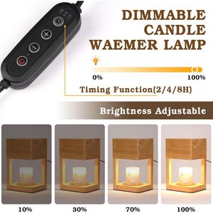 Dimmable Electric Candle Warmer Lamp with <b>Timer</b> 2 X 35 Watt Bulb Wood Jar Candle Warmers Birthday Gifts - Product Image 5