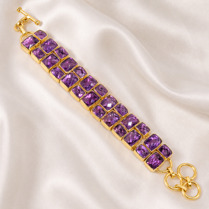 Natural Purple <b>Amethyst</b> Gemstone Tennis <b>Bracelet</b> 925 Sterling Silver Rose Gold Yellow Gold Plated Handmade Jewelry Christmas Gif - Product Image 3