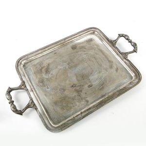 Handmade Silver Plated Aluminum Serving Tray Rectangle Shape for Home And Wedding <b>Tabletop</b> Food Serving Trays With Handle - Product Image 1