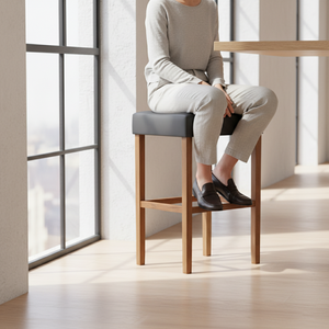 Tabouret de bar moderne en cuir PU sans dossier, tabouret de comptoir rembourré pour cuisine - Product Image 3