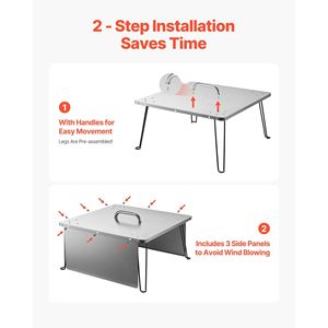 Déflecteur de chaleur carré en acier inoxydable 25,4x25,4x14,6 pouces pour foyer extérieur, camping, brûleur à bois, couvercle de protection - Product Image 5