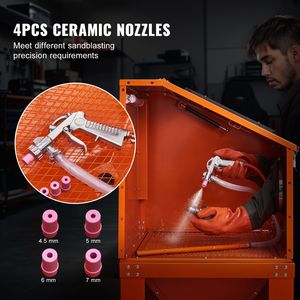 Cabina di Sabbiatura Professionale da 90 Galloni con Sistema di Raccolta Polveri da 1,8 Galloni, 40-120 PSI, per Processo di Pulizia con Perline di Vetro - Product Image 4